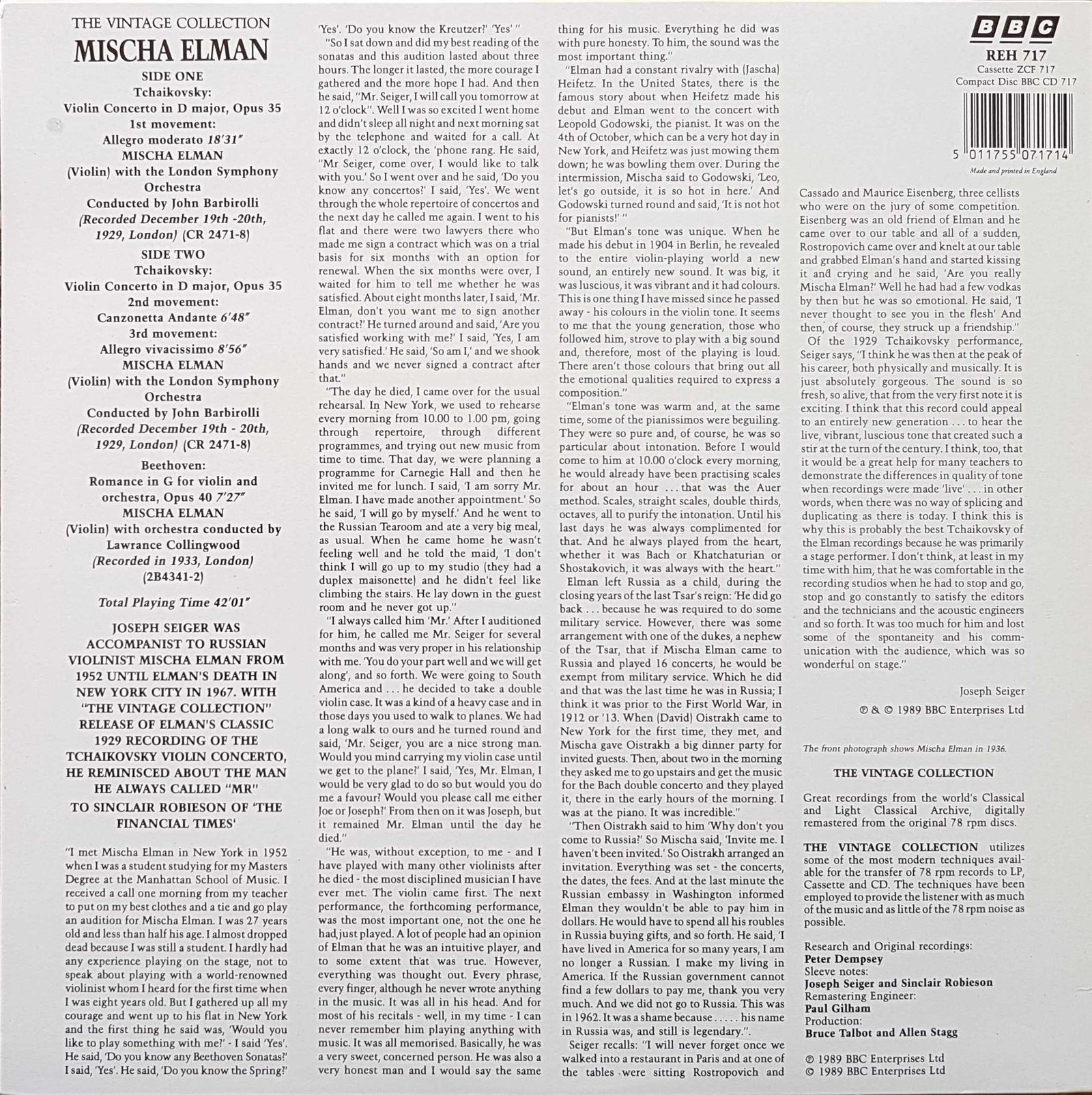 Back cover of REH 717